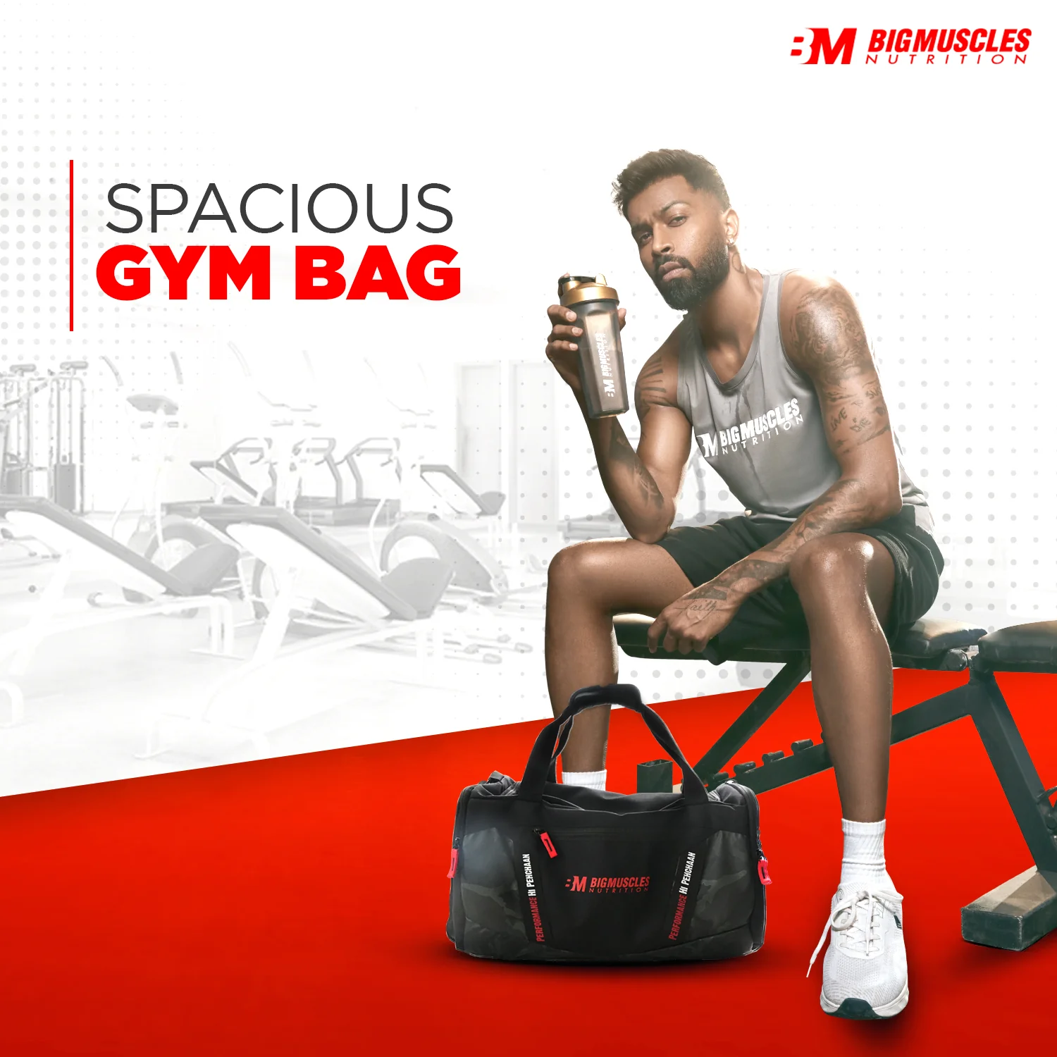 BigMuscles Nutrition GYM BAG for Men & Women, Unisex Black 45L - Image 4